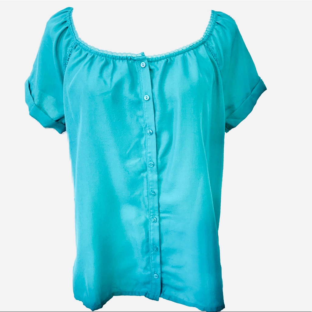 Gap Button Down Teal Blouse